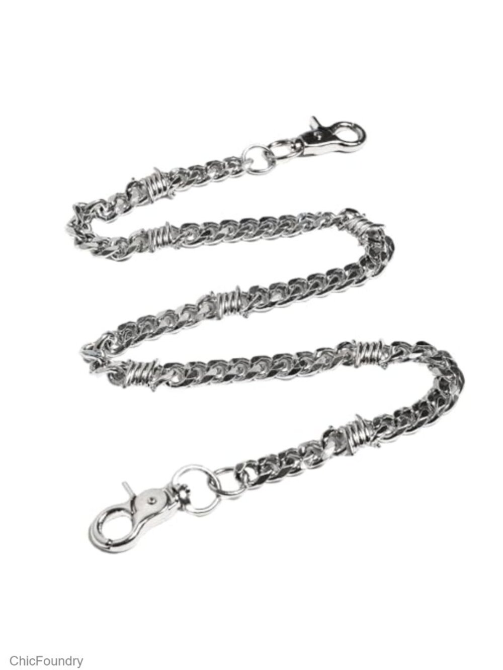 Biker Wallet Chain Stainless Steel Barbed Wire Hip Hop Punk Clasp Belt Loop
